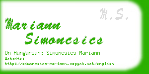 mariann simoncsics business card